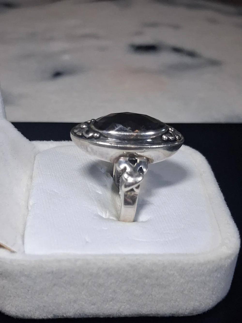 Vintage Doug Paulus Sterling Silver Oval Smokey Quartz Ring Size 9 Whimsigoth
